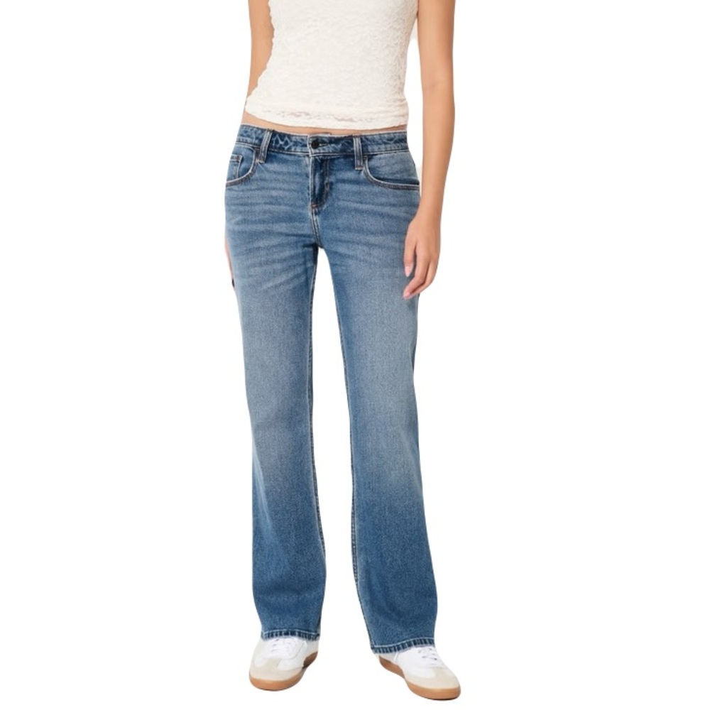 NEW Hollister Women’s Epic Flex Slim Straight Mid-Rise Blue Jeans Size 14/32